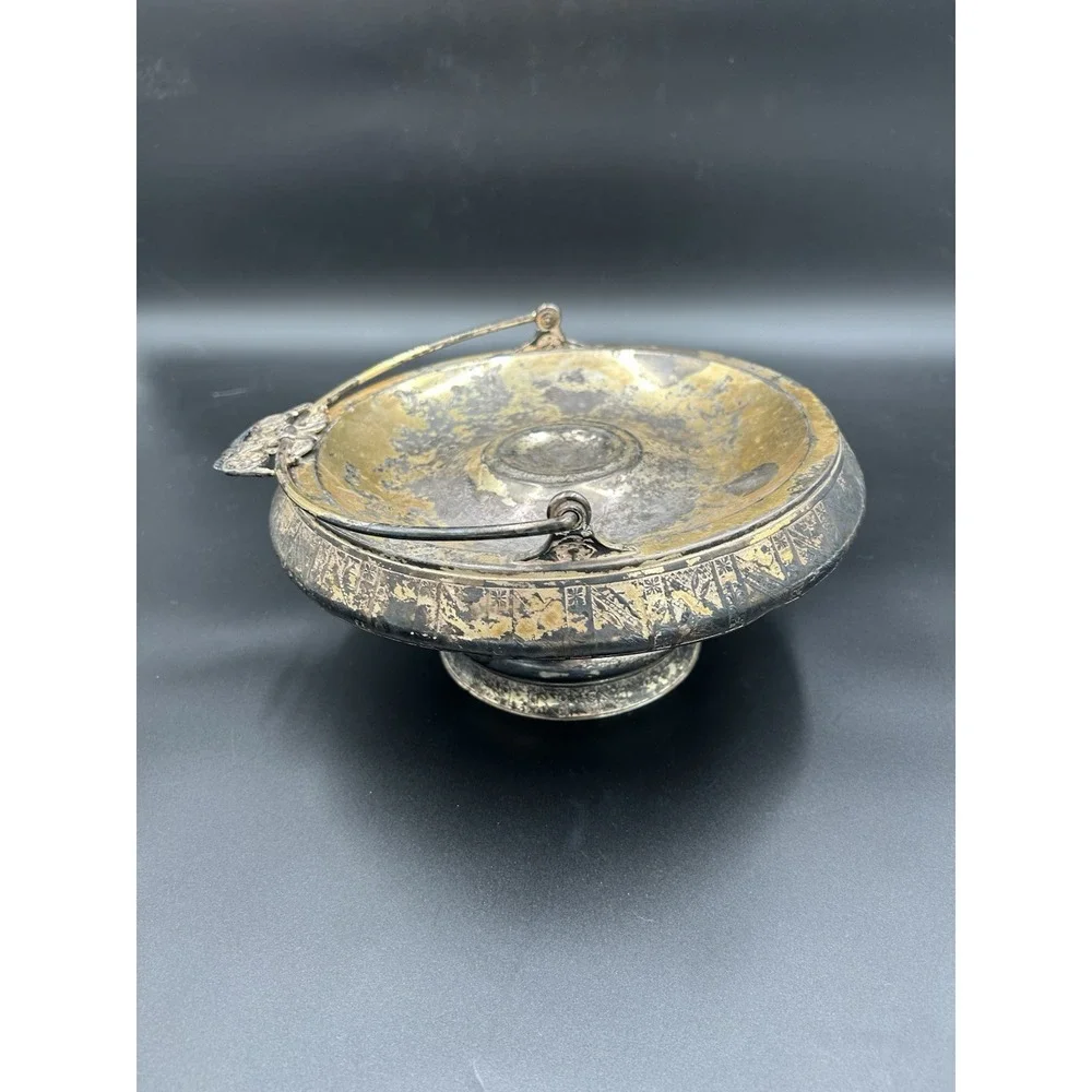 Antique Quadruple silver Plate 1850 Brides Basket Bird Design Trinket Basket